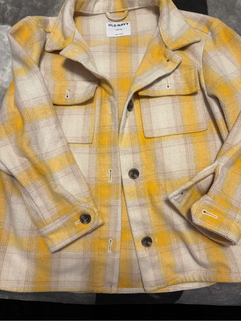 Old Navy Girls Yellow Plaid Shacket Jacket